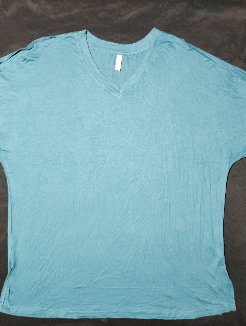Classic V‑Neck Short Sleeve Tee in Aqua Blue